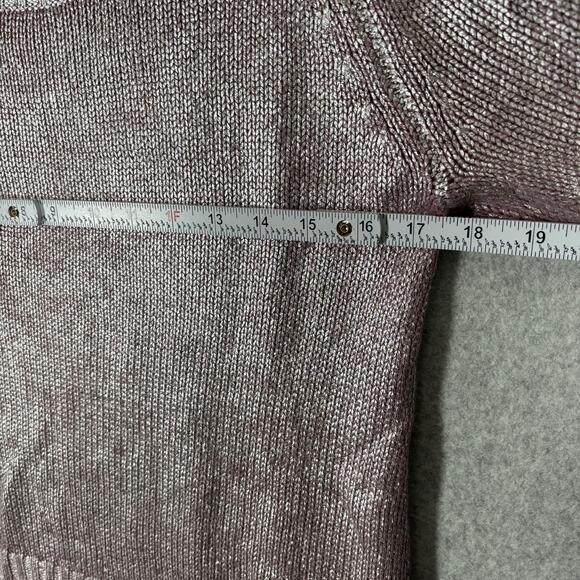 Bisou Sweater Womens Small Pink Silver Metallic Shimmery Painted Futuristic - Picture 6 of 9